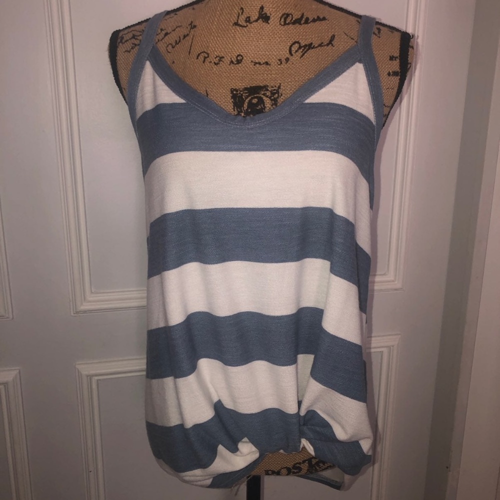 New Blue & White Striped Tank
